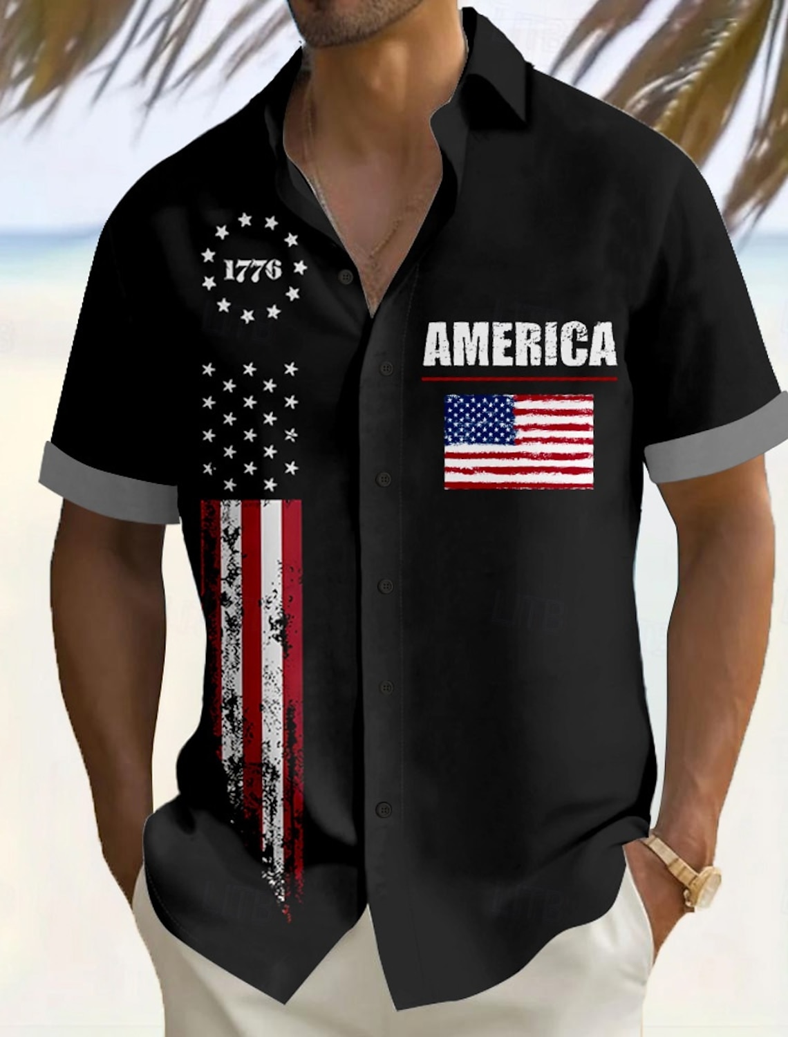 Independence Day Men's American US Flag Patriotic 1776 Shirt Summer Shirt Button Up Shirt Short Sleeve Fashion Casual Outdoor Vacation Dailywear Summer Turndown 3D Print