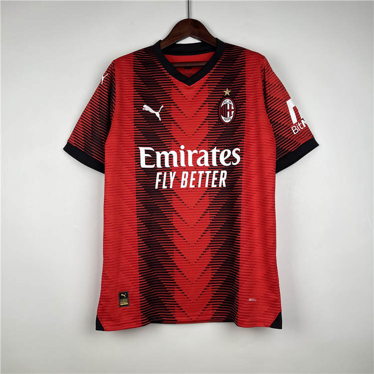 Moisture Wicking AC Milan 2324 Home Red Soccer Jersey Football Shirt