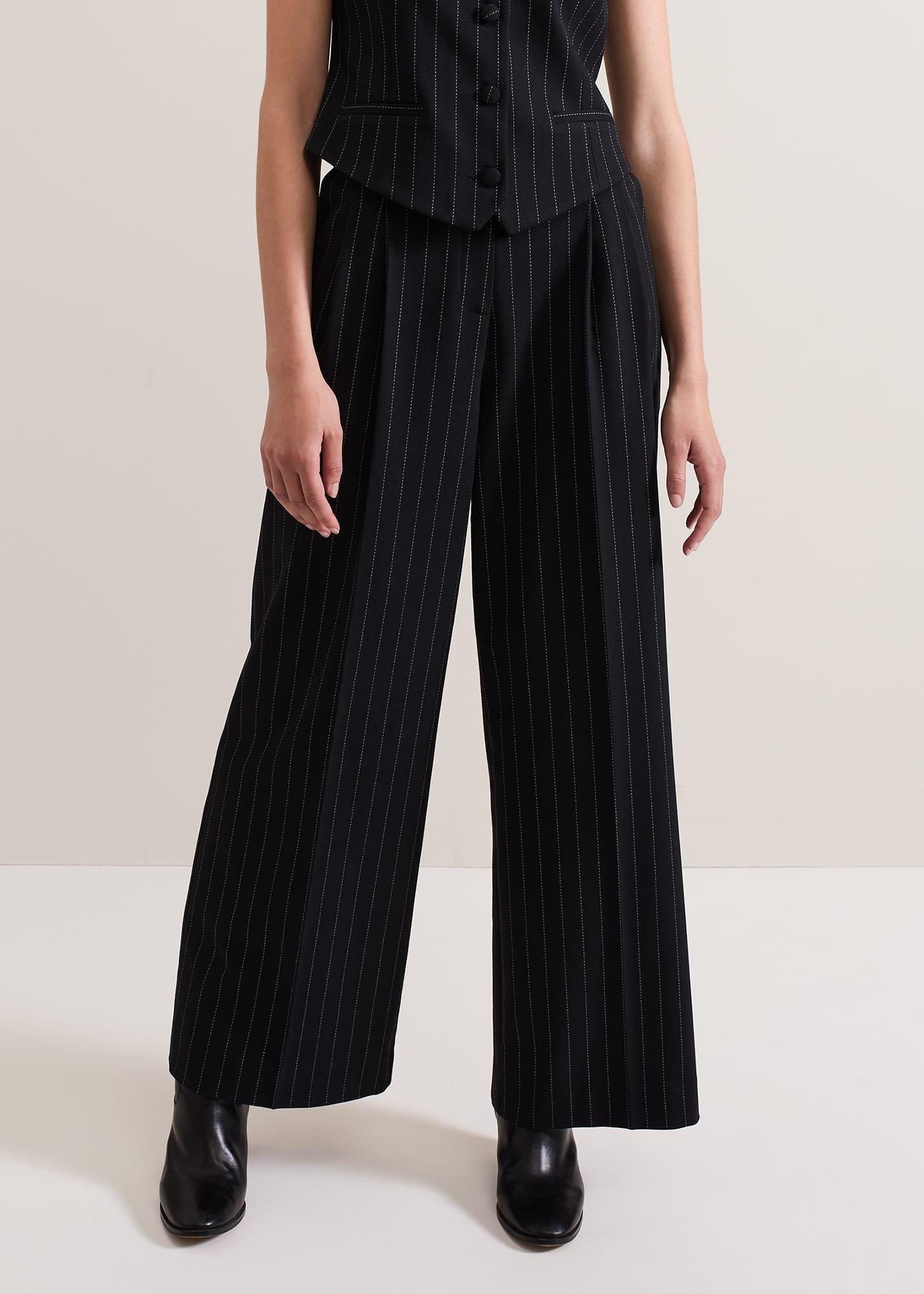 Pia Pinstripe Wide Leg Trousers