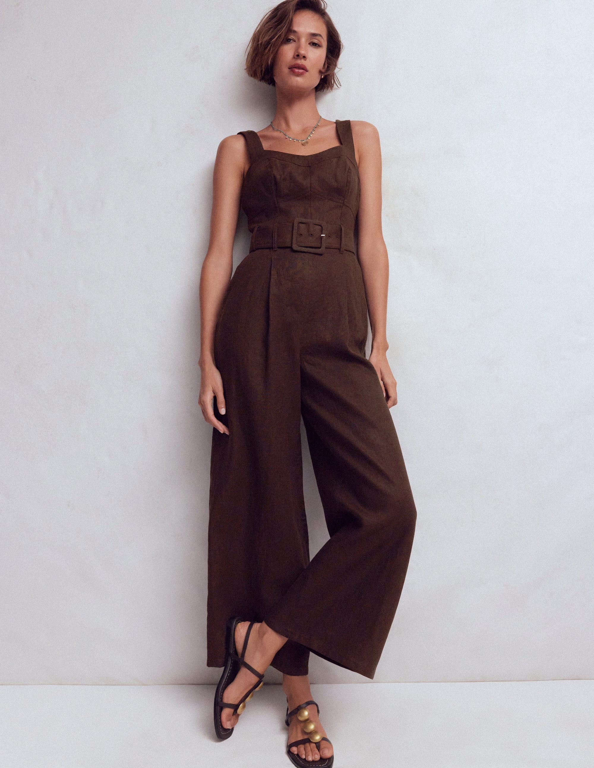 Panelled Bodice Linen Jumpsuit