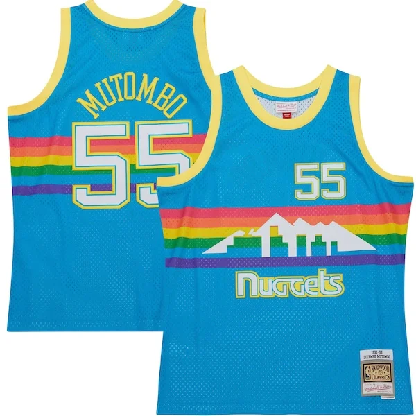 Dikembe Mutombo DEN Elite Basketball Jersey - Blue - Licensed Product