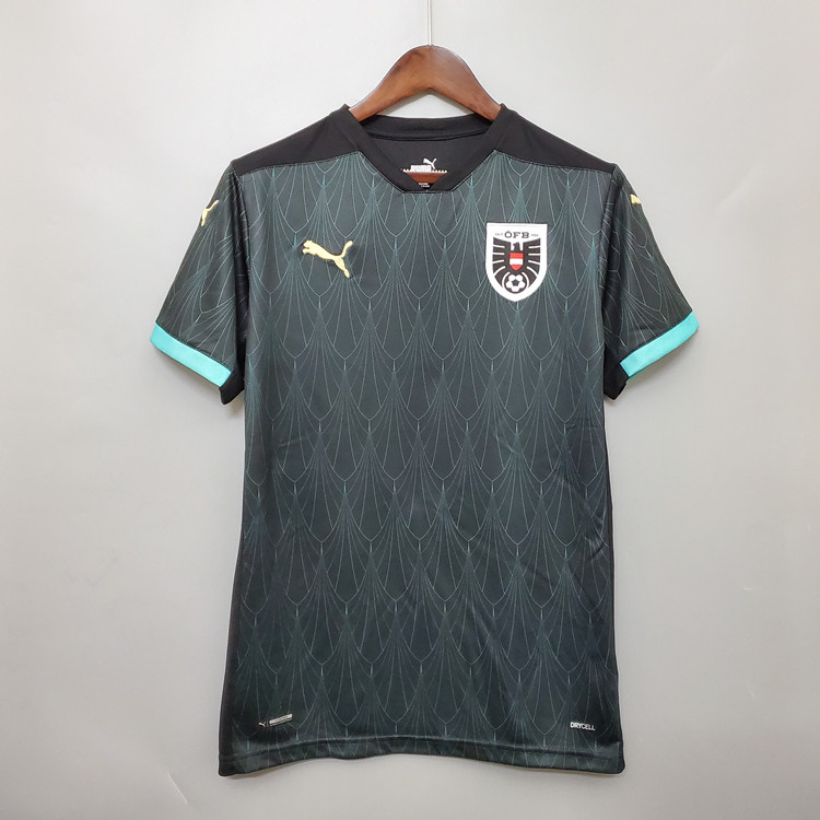 Moisture Wicking Austria Euro 2020 Away Balck Soccer Jersey Football