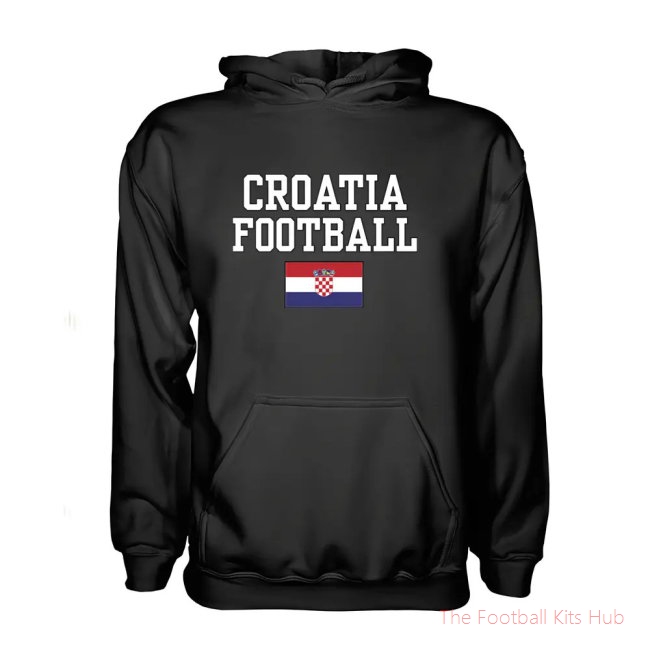 Men Croatia Football Hoodie - Black UEFA Euro