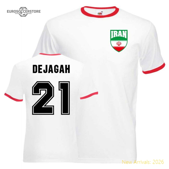 Premium-grade Ashkan Dejagah Team Melli Ringer Tee (white-red)