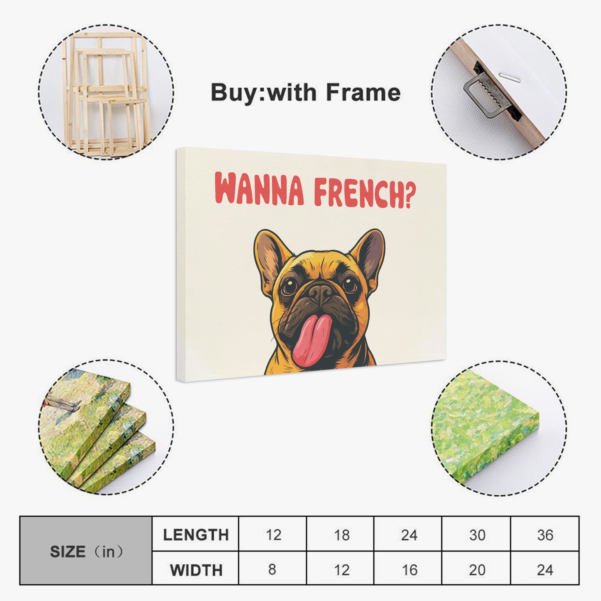 Phyllis - Adorable Frenchie canvas Wall Art