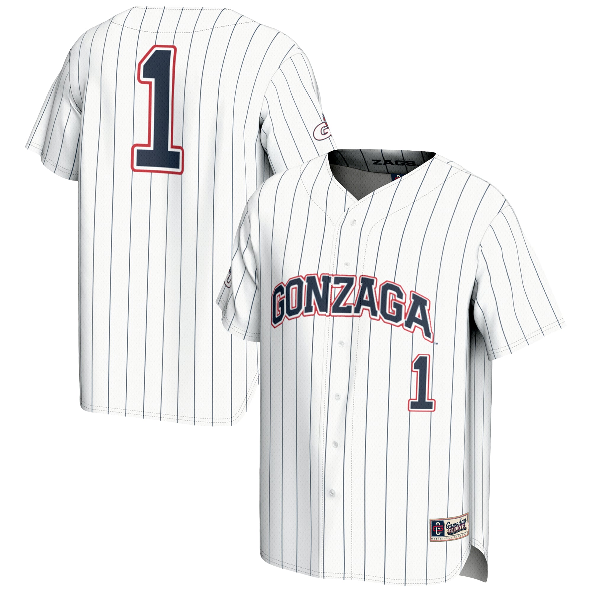#1 Gonzaga Bulldogs GameDay Greats Lightweight Baseball Jersey - White