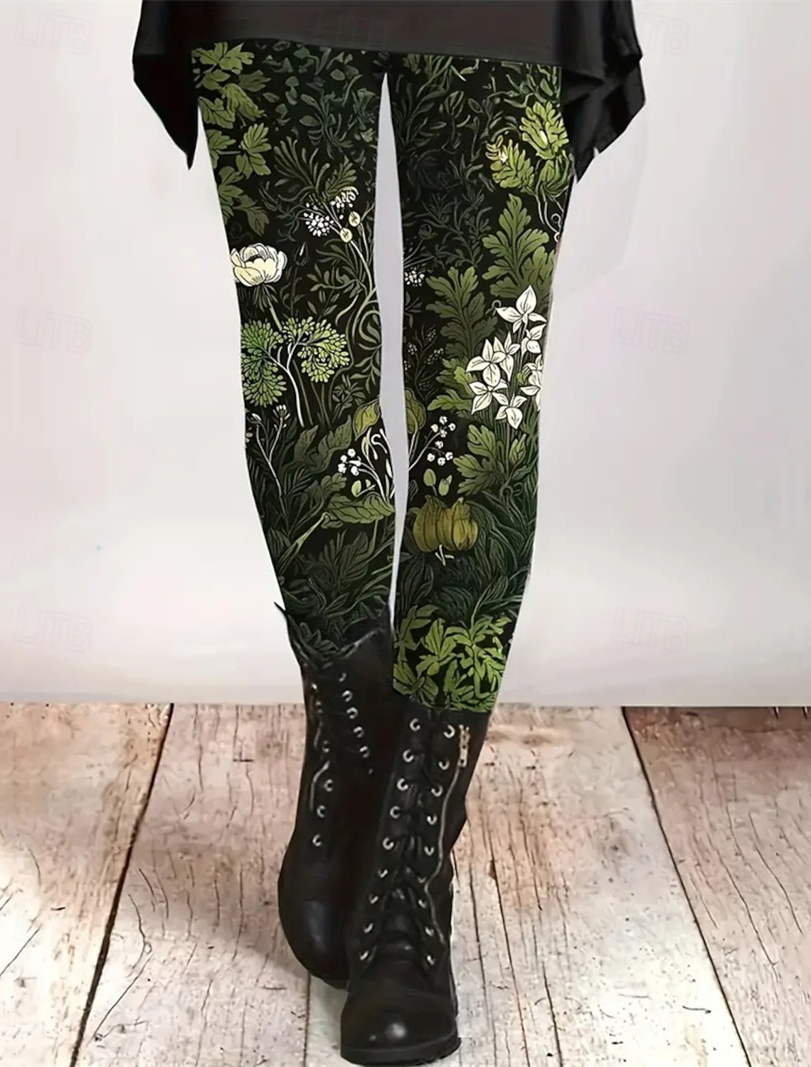 Women's Pants Trousers Leggings Cozy Leggings Streetwear Casual Full Length High Waist Floral Elastic Waist Print Breathability Comfortable Stretchy Vacation Street Daily Wear Wine Green Spring Fall