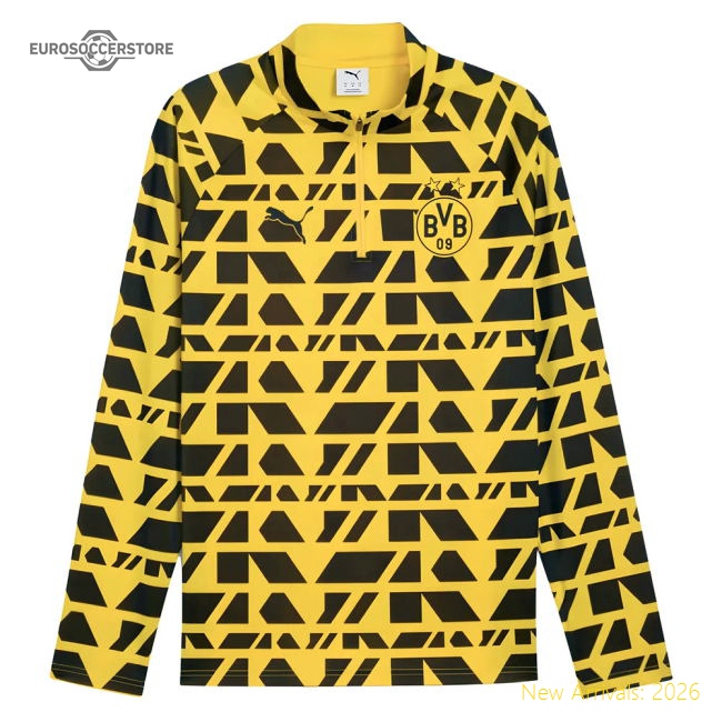 2025-2026 Borussia Dortmund Warm Up 14 Zip Top (yellow)