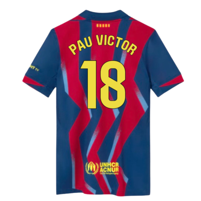 Authentic 2025-2026 Barcelona Fourth Shirt (Kids) (Pau Victor 18)