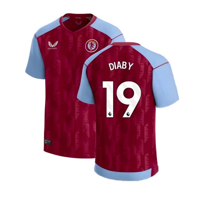 Aston Villa Home Football Shirt 2023-20 - Diaby 19 L M S Kids