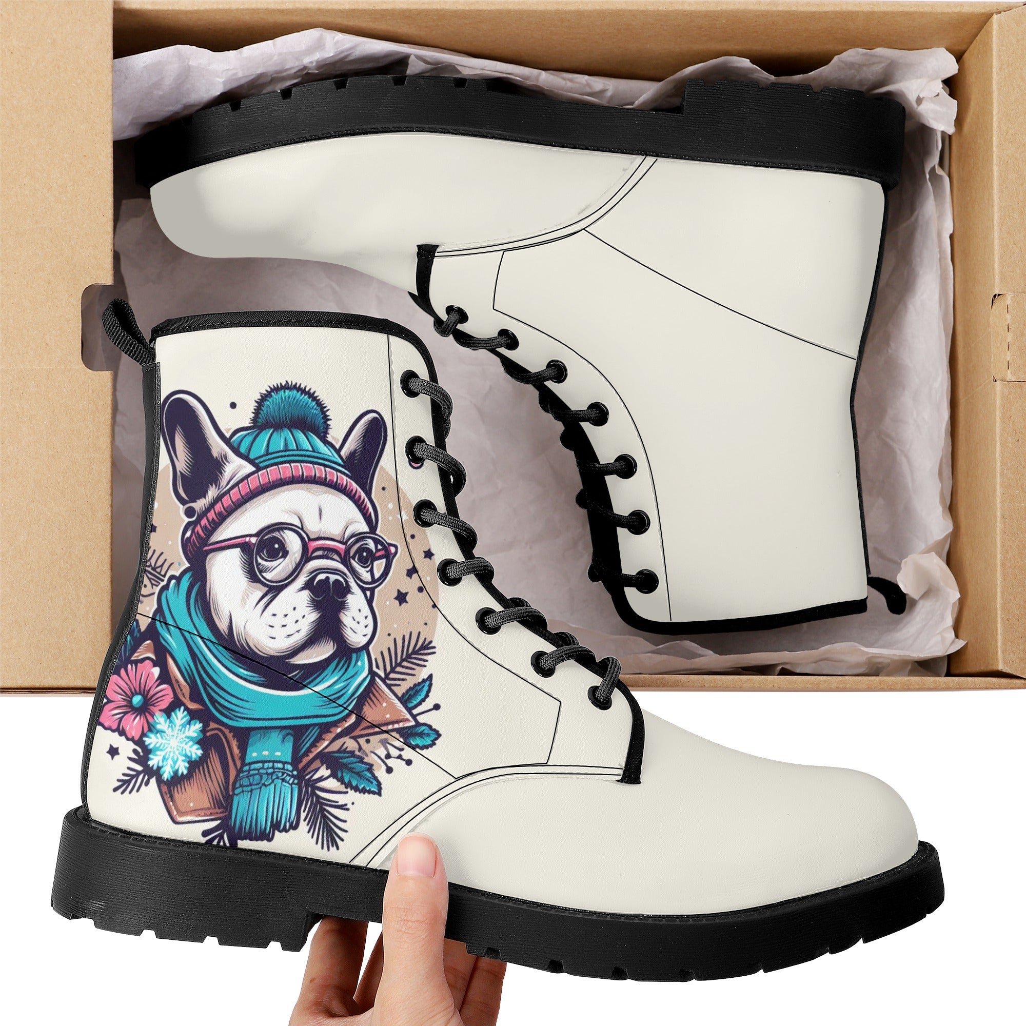 Trendy Stylish Molly - Casual Leather Boots For Frenchie Fans