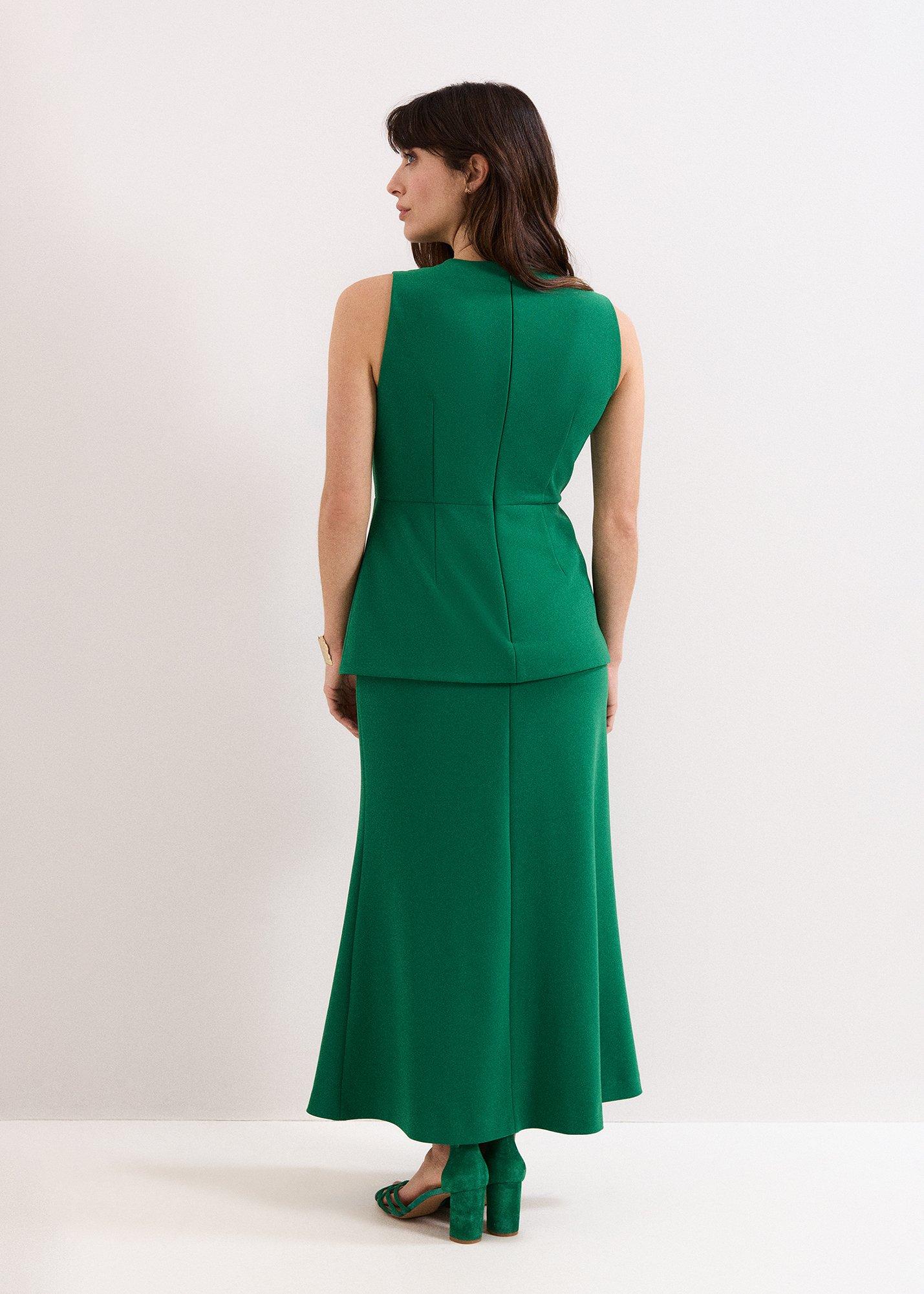 Nisha Green Twist Midi Dress