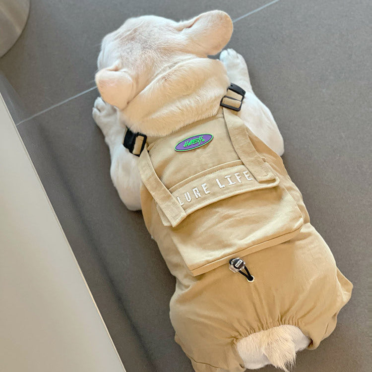 Trendy Barkbuilt French Bulldog Overalls – Khaki Utility Dog Jumpsuit...