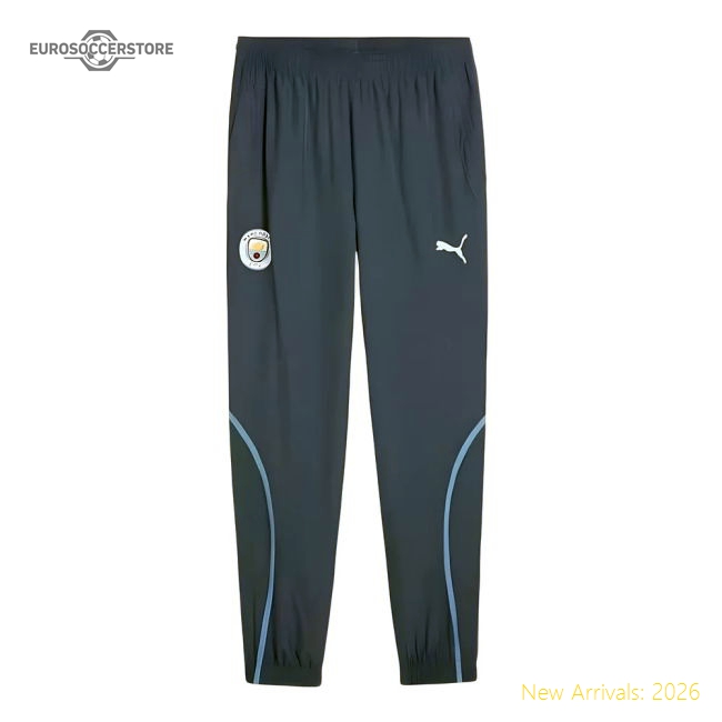 Official 2024-2025 Man City Prematch Woven Pants (blue) - Premium