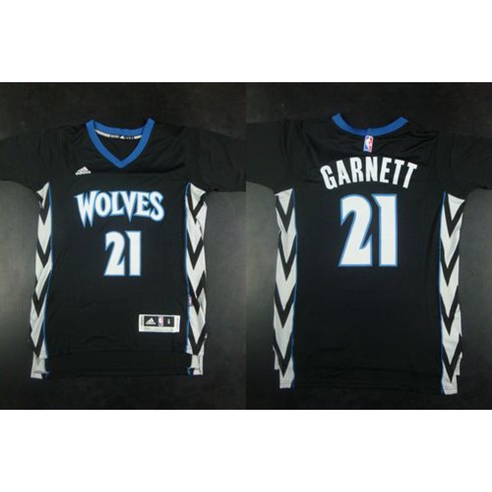 Timberwolves #21 Kevin Garnett Black Alternate Stitched NBA Jersey