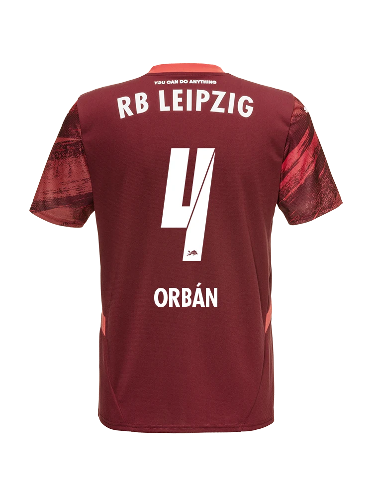 RB Leipzig's 24-25 Away Jersey featuring ORBÁN with the number 4.