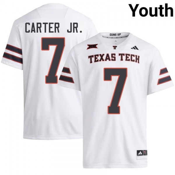 Texas Tech Red Raiders #7 Terrance Carter Jr. Youth Stitch Jersey - White