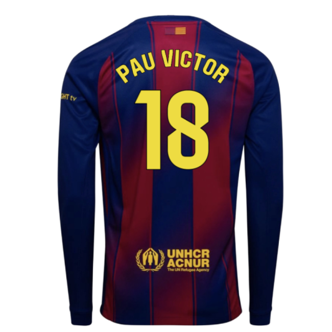 Premium 2025-2026 Cules Home Long Sleeve Shirt (pau Victor 18)