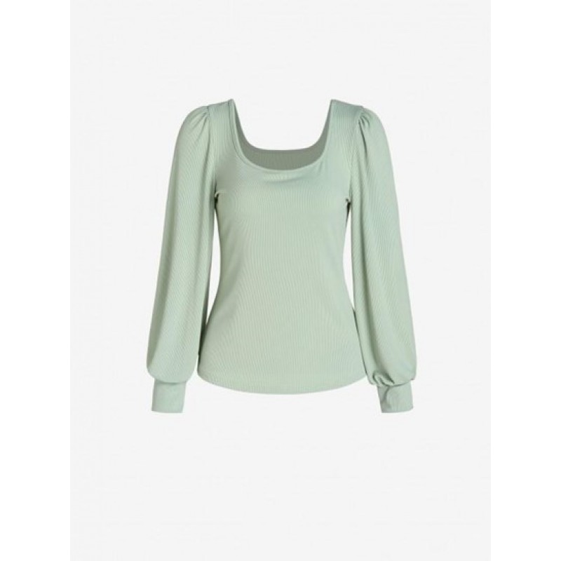 Lantern Sleeve U Neck T Shirt DO6569