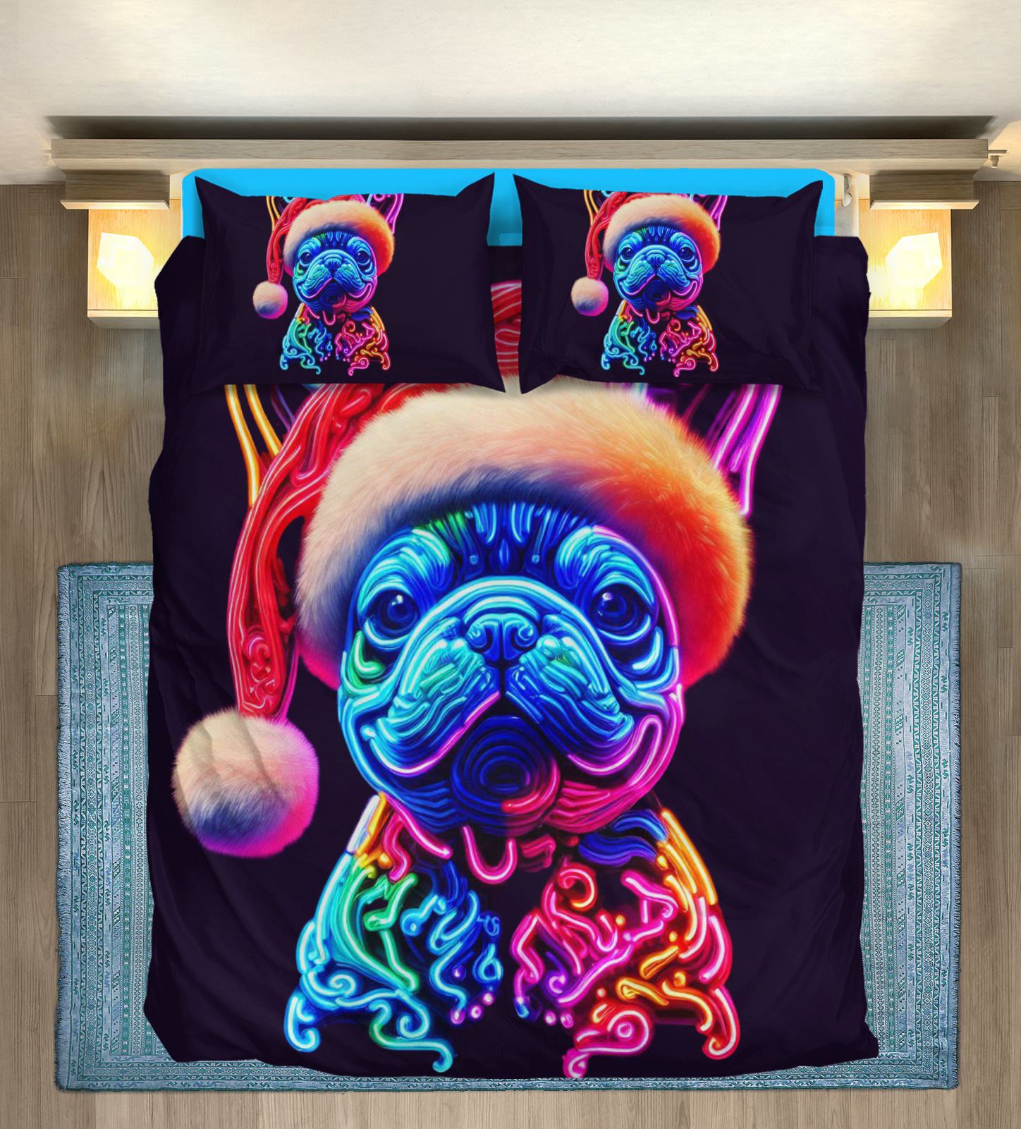 French Bulldog Christimas Vibes Bedding Set Cover Durable Dog Item