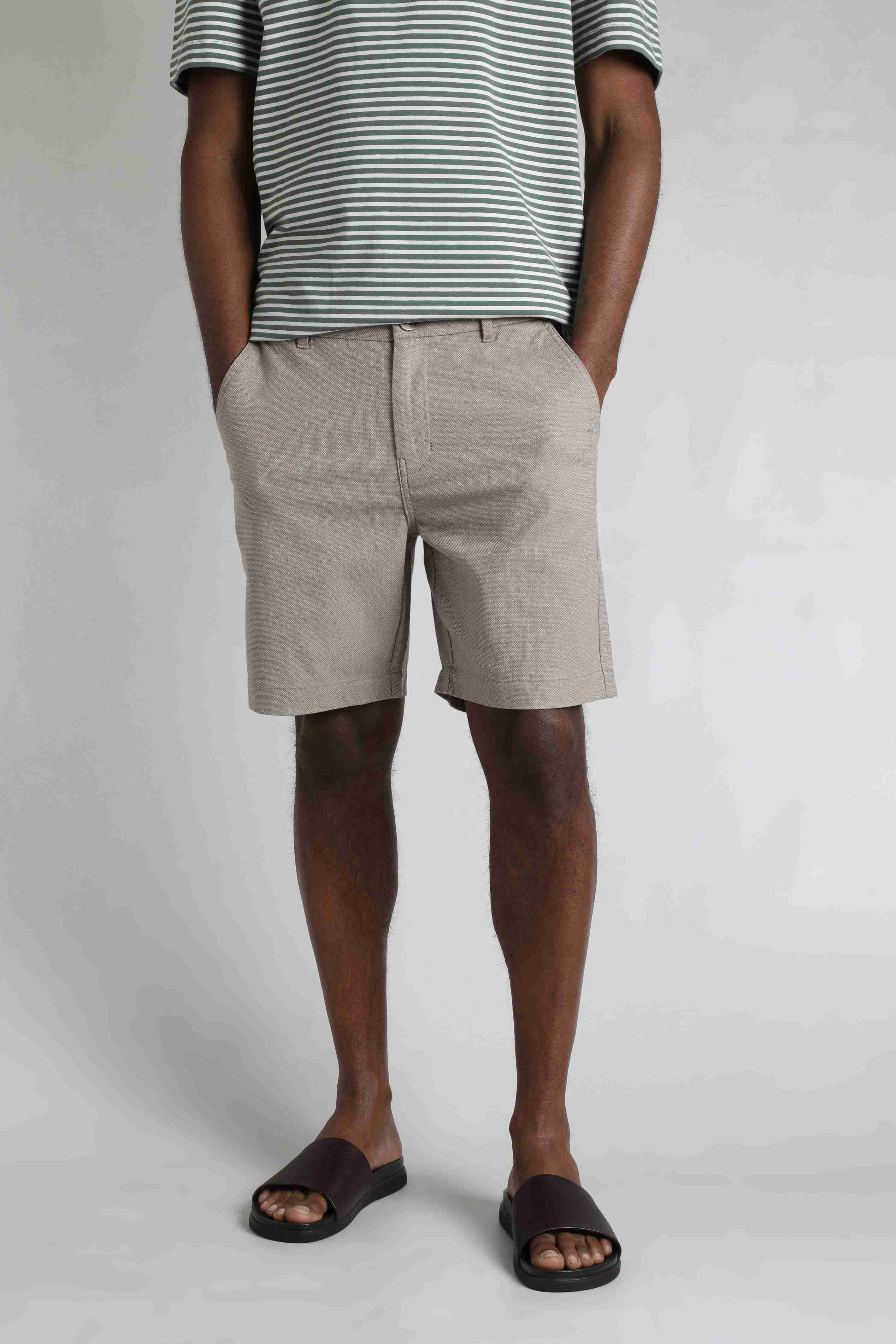 Charleston Textured Chino Shorts Stone