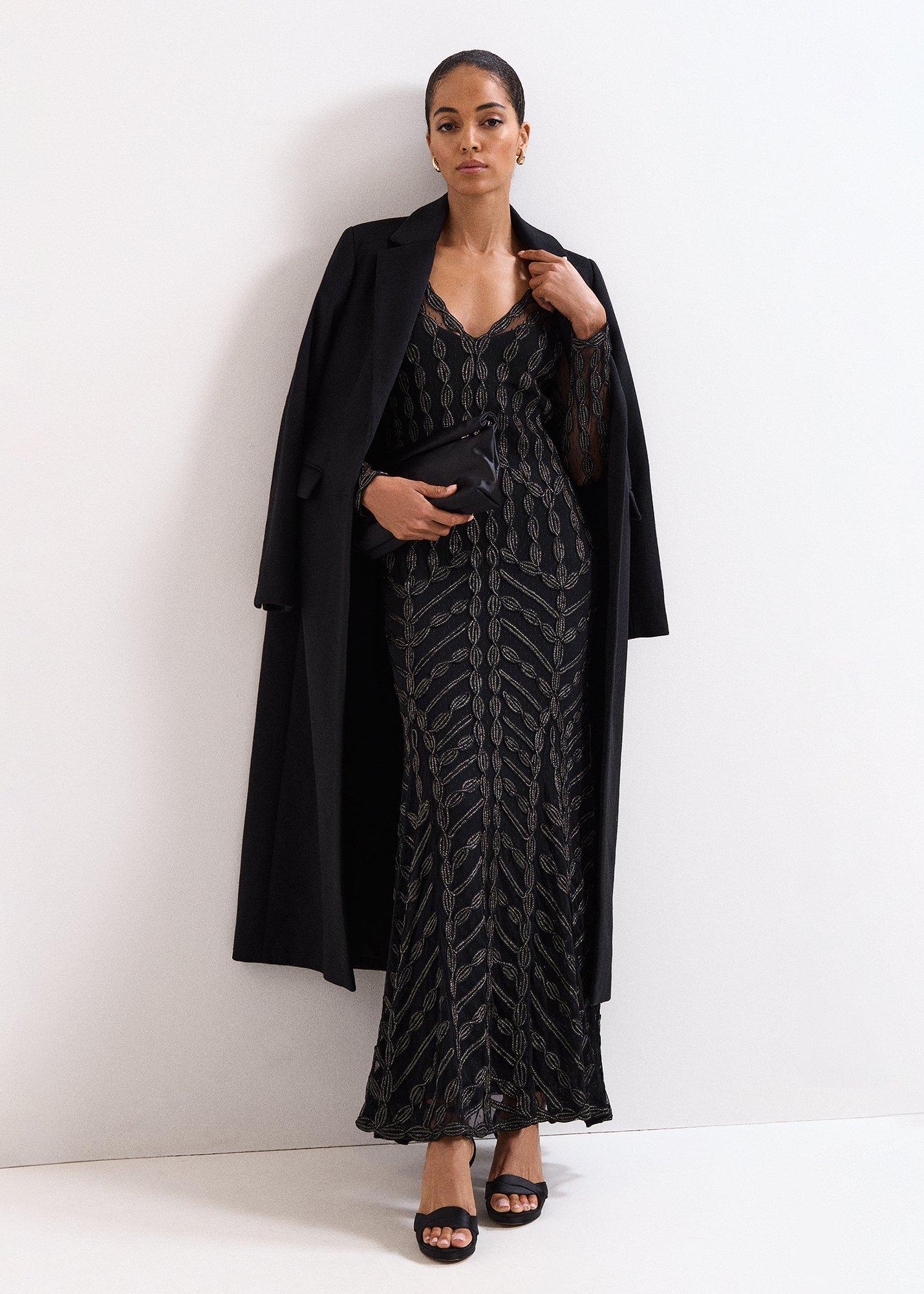Marie Black Tapework Maxi Dress