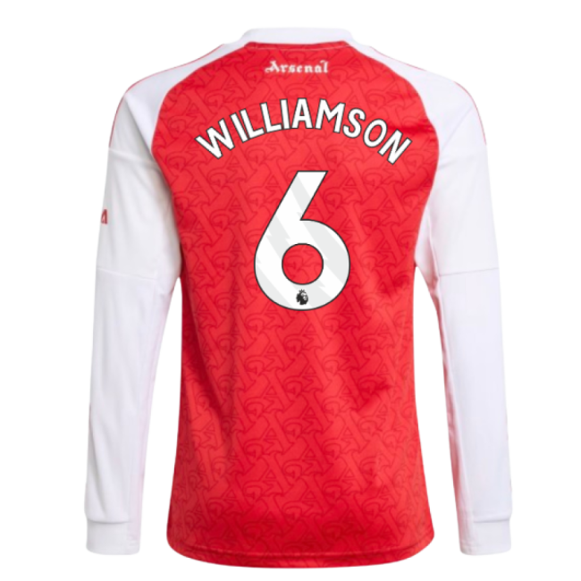 replica 2025-2026 Arsenal Long Sleeve Home Shirt (Kids) (Williamson 6)