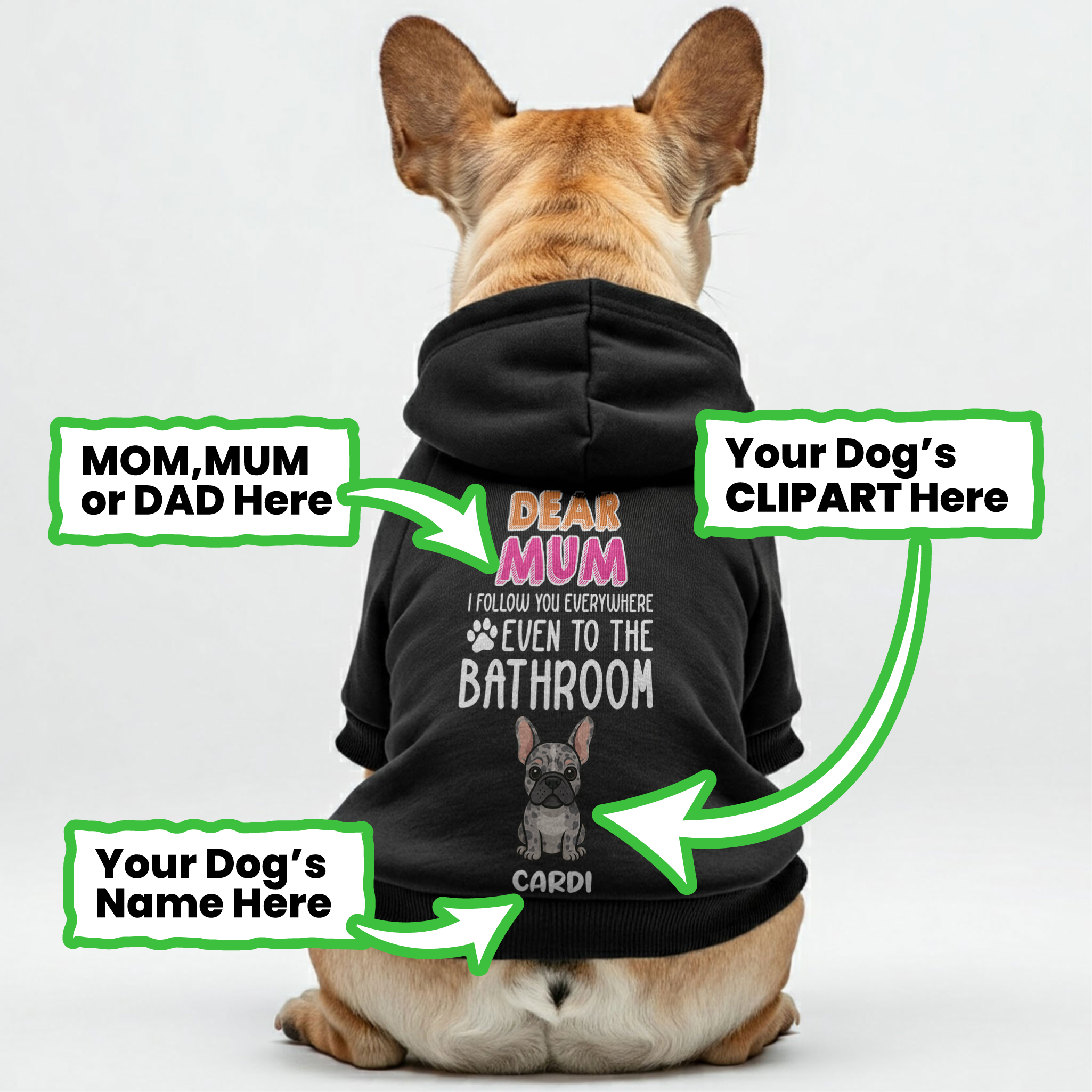 Dear - Dog Owner Mom – Personalized French Bulldog Hoodies With Funny Quotes, Custom Name, Mum, Mom, Or Dad Text, And Custom Clipart Matching Your Frenchie's Color – Stylish, Cozy, And Premium 100% Cotton Everyday Use