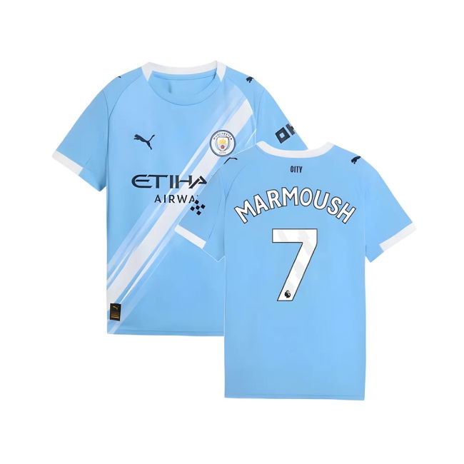 Man City 2025-20 Home Football Shirt Marmoush (7) M S Kids