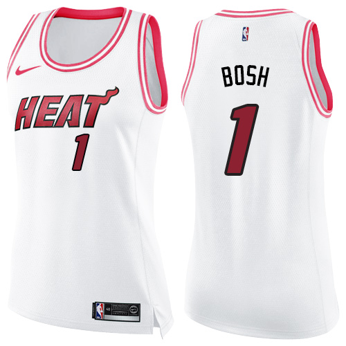 MIA Chris Bosh #1 Durable 2024 Icon NBA Swingman Jersey White