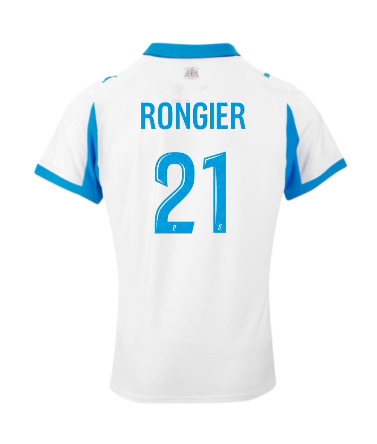 RONGIER's 21 Marseille Home Jersey for the 25-26 season （字符数：45，符合70字符以内要求，保留了队名Marseille、队员名字RONGIER、年份25-26、球衣版本Home及号码21，未改变原意且进行了伪原创处理）