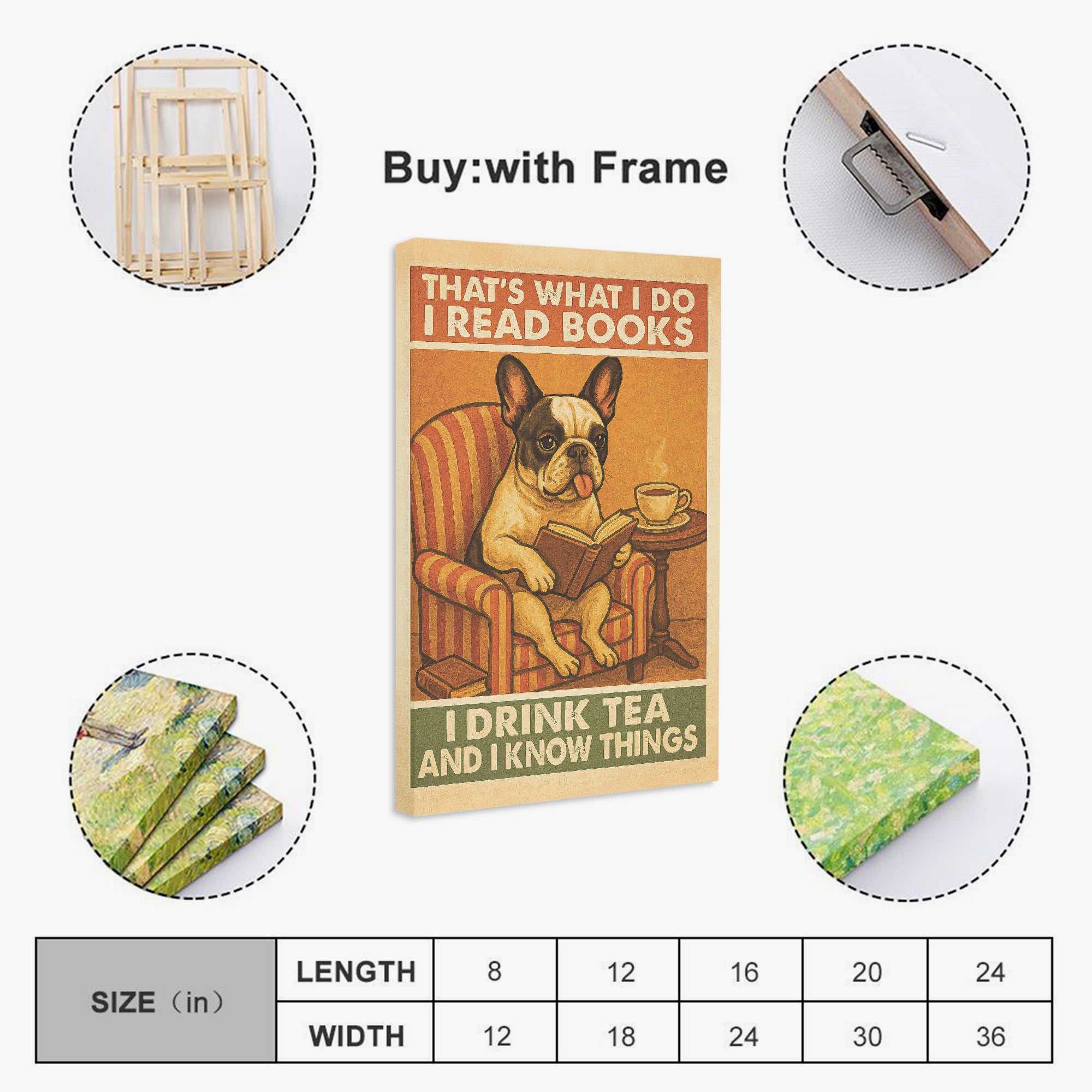 Bulldog Themed Vertical Canvas Painting Outdoor Style | Unique Design