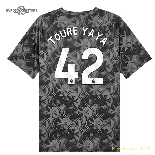 2025-2026 Man City Authentic Warm Up Jersey Black Toure Yaya 42