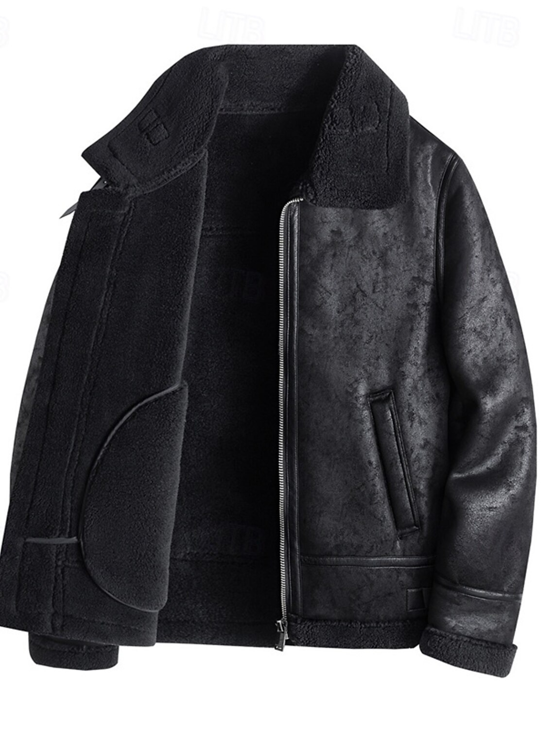 Men's Faux Leather Jacket Fleece Biker Motorcycle Vacation Daily