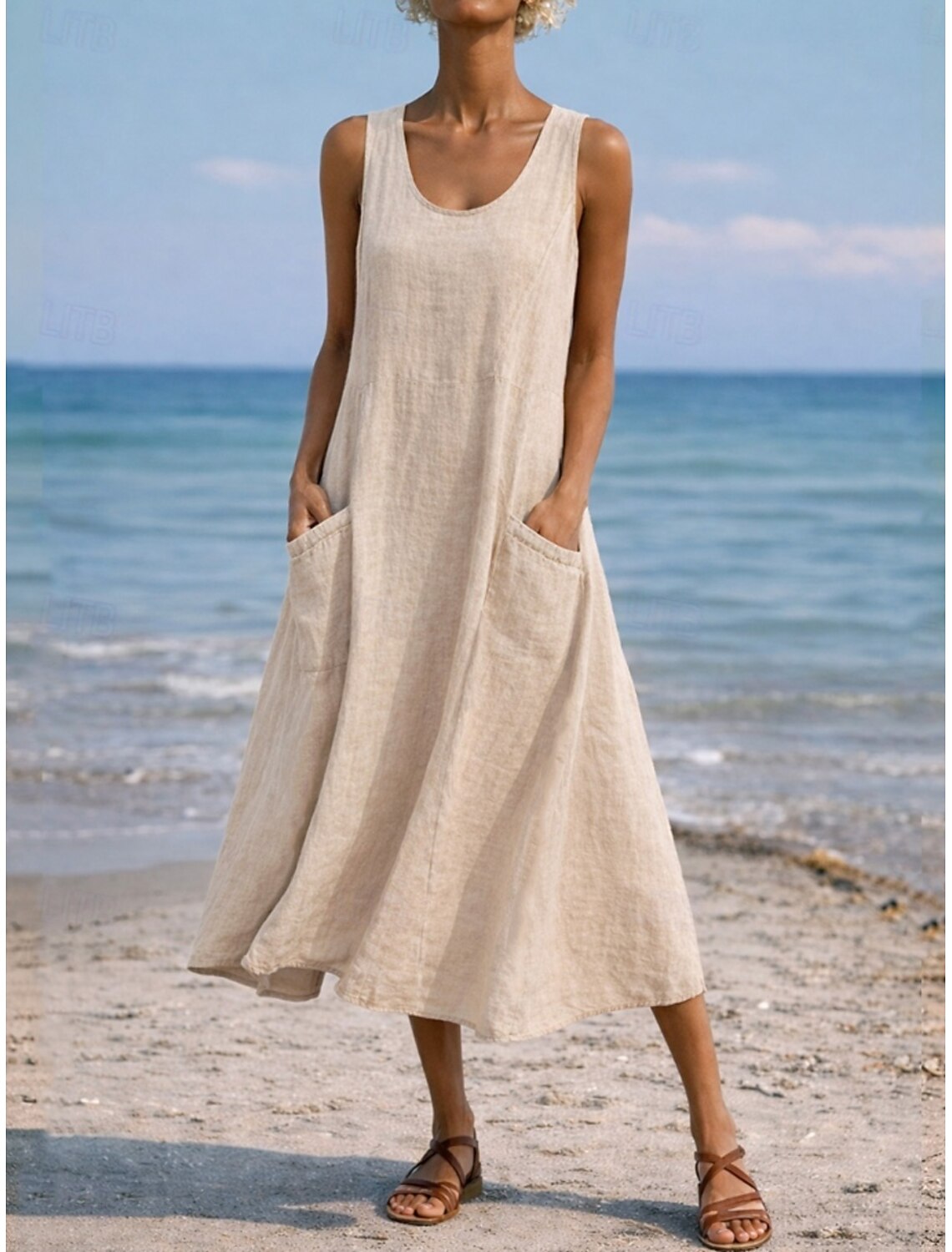 Women's Maxi Dress Shift Dress Sundress Casual Daily Loose Fit Plain Sleeveless Crew Neck Blue Black White Light Green Summer Spring Fall