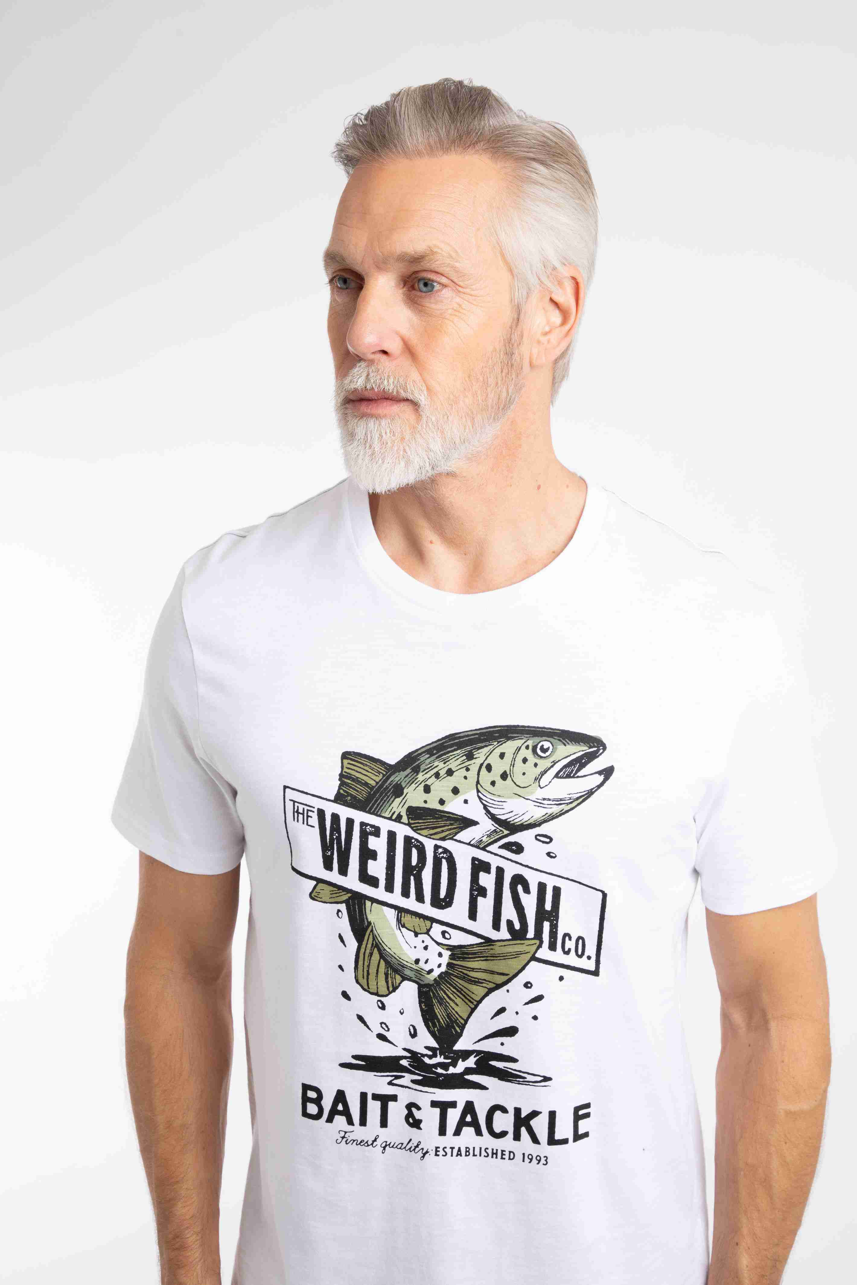 Bait and Tackle Front Print Graphic T-Shirt White