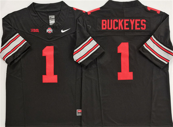 Men's OSU Ohio #1 Buckeyes Black Black 2025 breathable high quality
