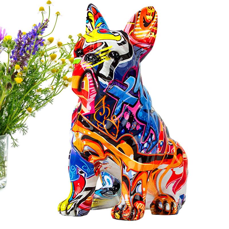 French Bulldog Chromabulldog Vibrant Frenchie Figurines Resin Statue Durable Dog Item