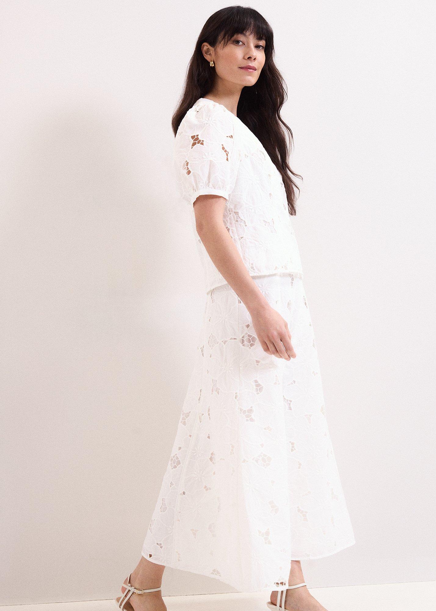 Marina Seamed Lace Midi Skirt