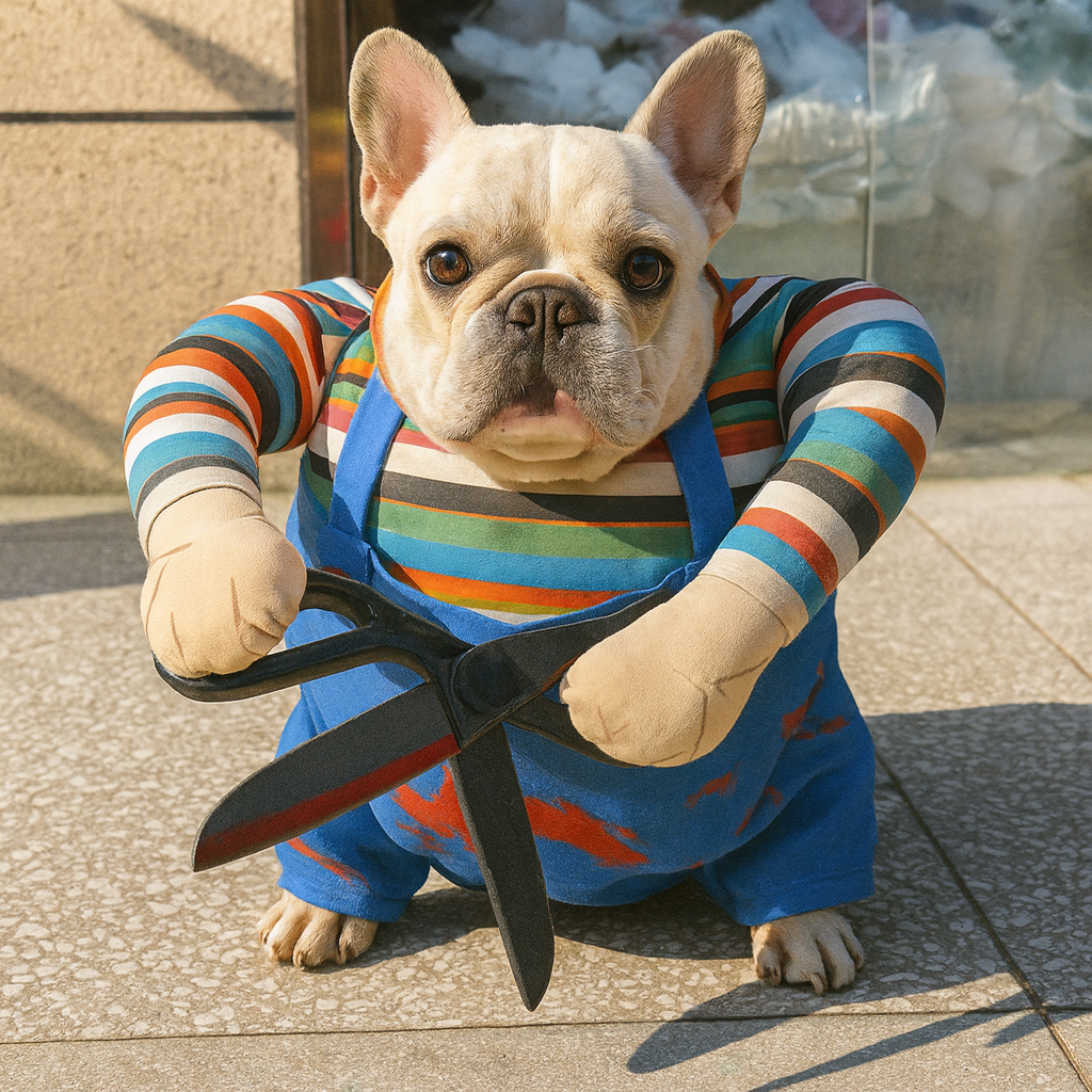ChopaPup Frenchie Costume with Scissors – Hilarious Halloween Party Outfit