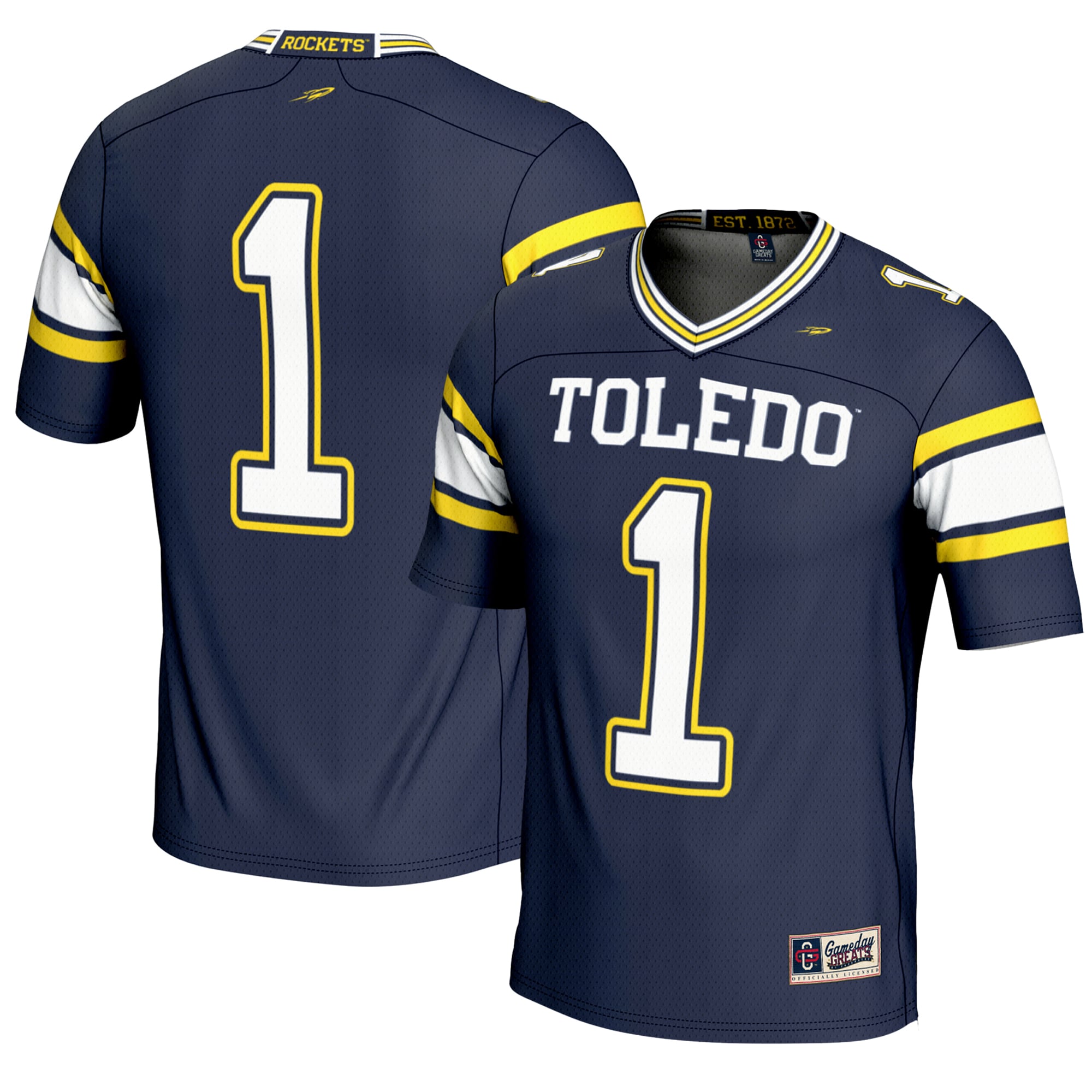 Men's #1 Navy Toledo Rockets Endzone Football Jersey