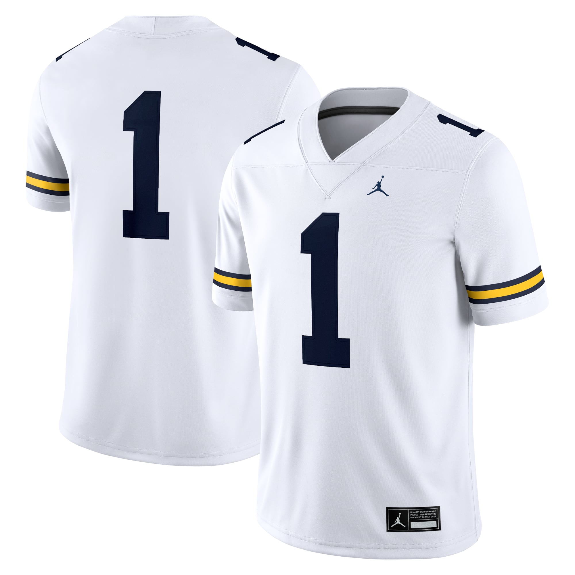 #1 Michigan Wolverines Jordan Brand Game Jersey - White