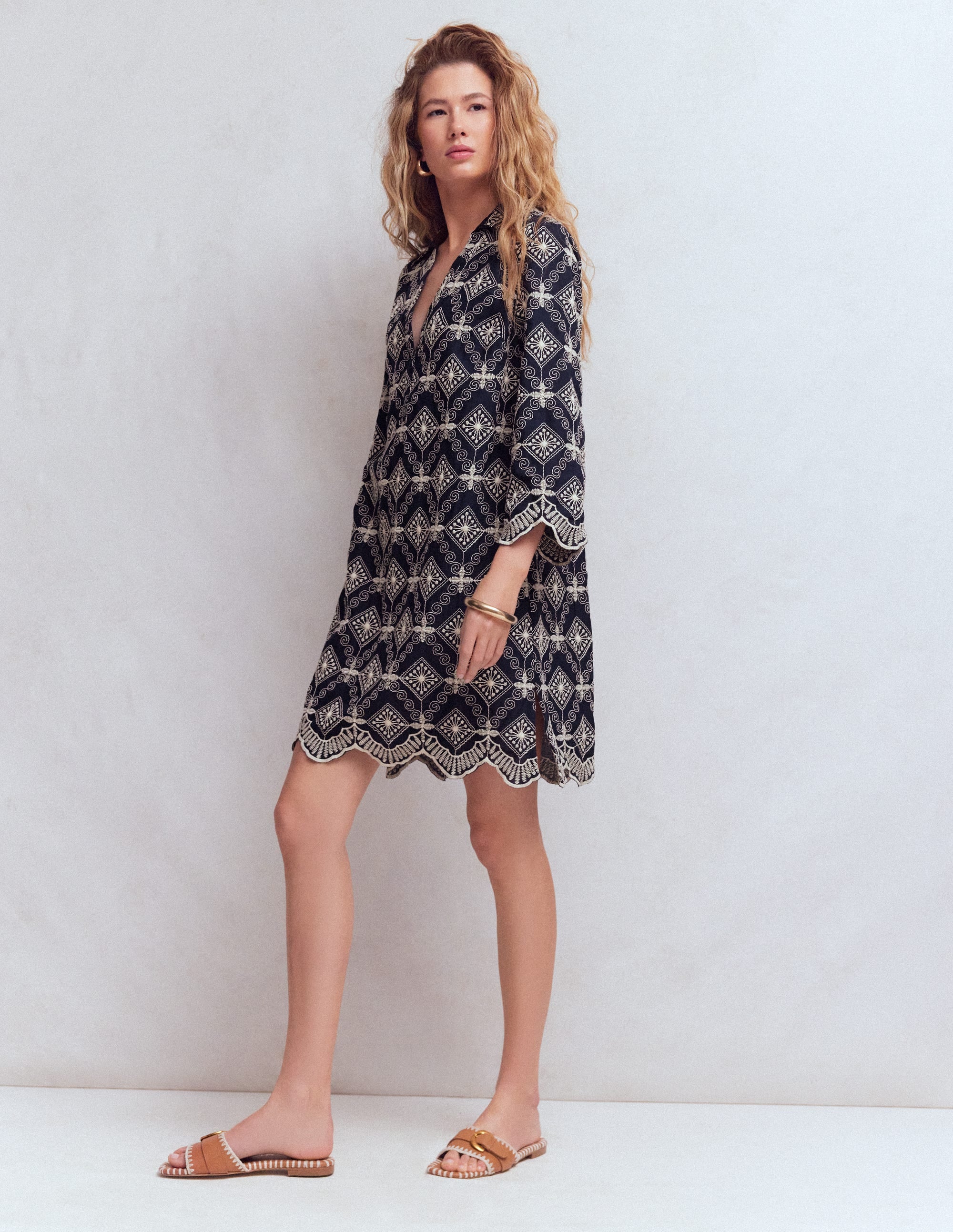 Carmen Broderie Short Dress