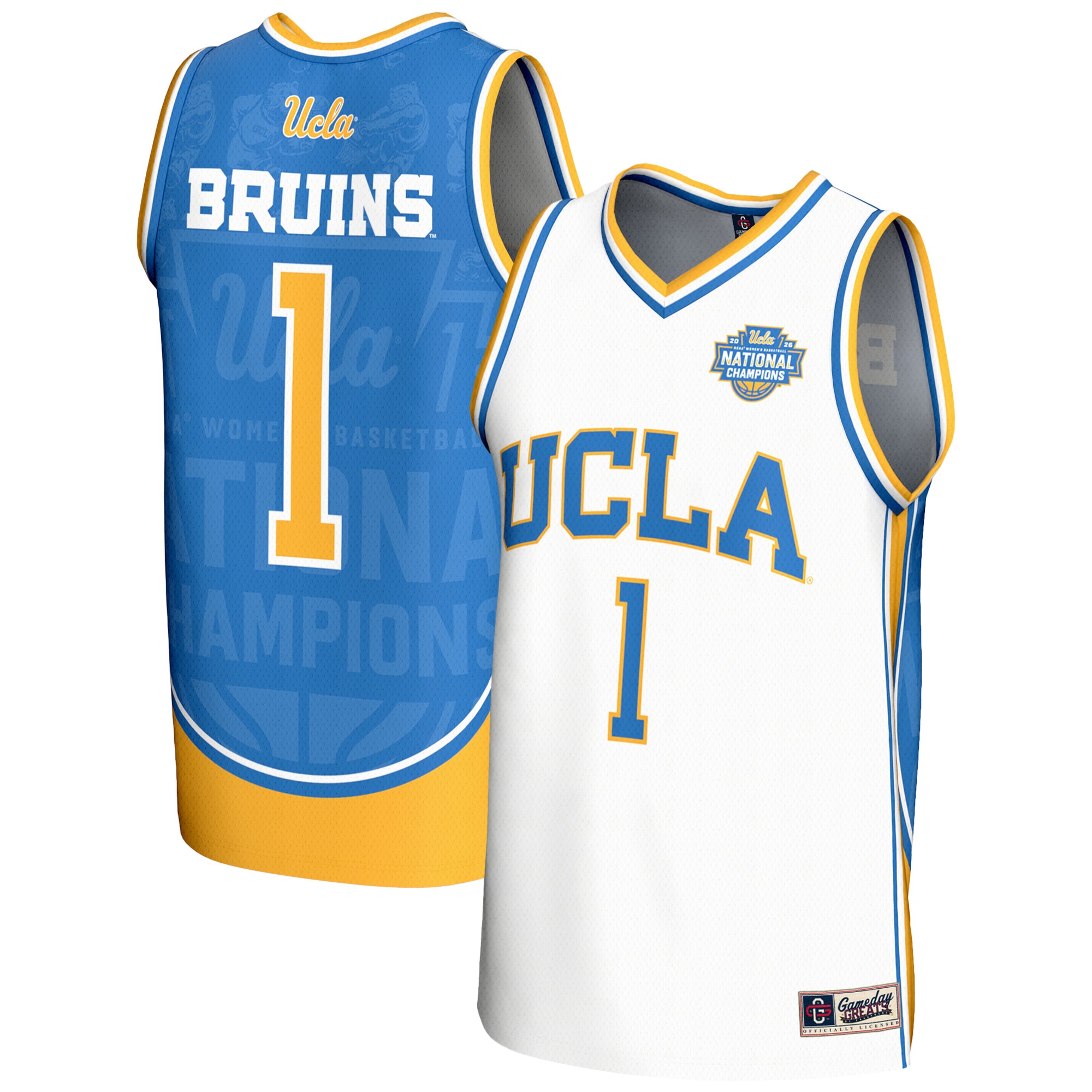 [NJP] UCLA Bruins GameDay Greats Unisex 2026 NCAA Women's Basketball National Champions Lightweight Jersey - White