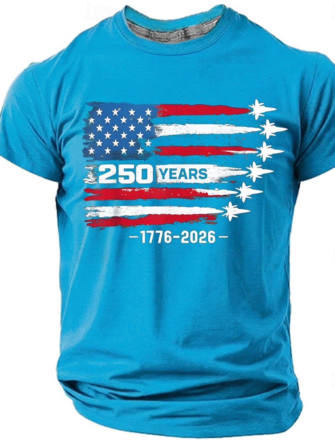 4th of July 2026 250th Men's 250 Years 1776 2026 Fighter Jets American Flag Patriotic 250th Anniversary Military Air Force Graphic T Shirt Casual Navy Blue Designer Apparel S M L XL XXL XXXL