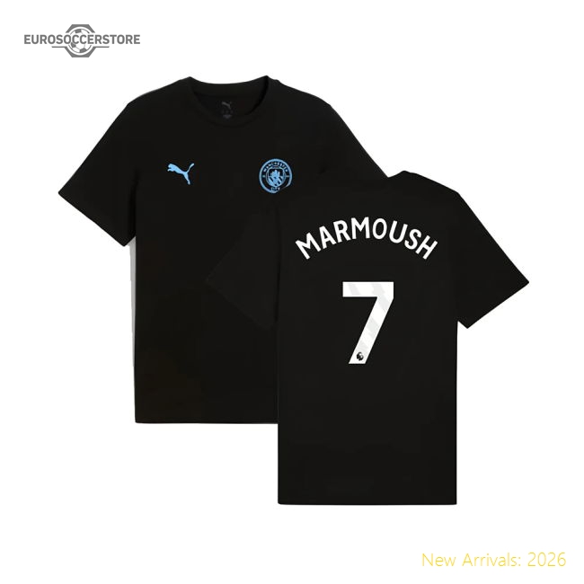 2025-2026 Man City FtblESS Tee (Black) (Marmoush 7)