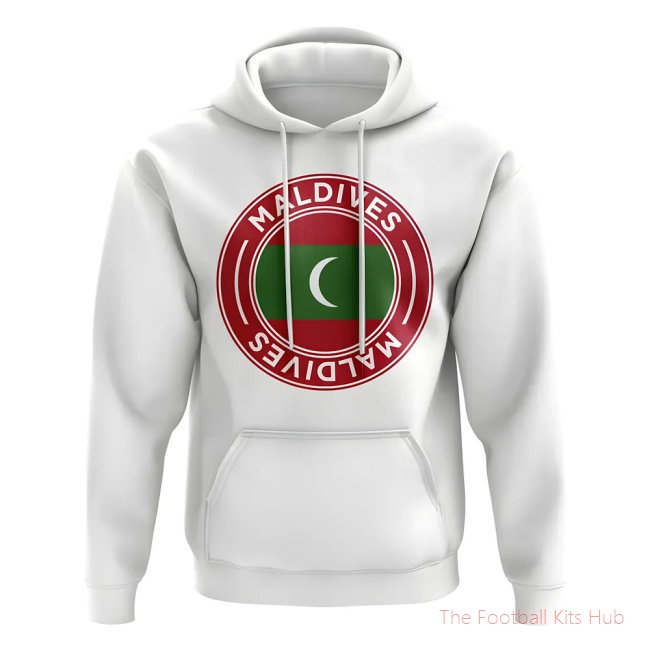 Men Maldives Football Badge Hoodie (White)