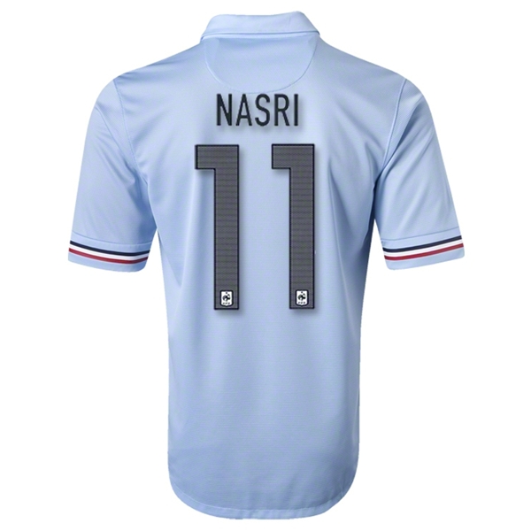 2013 France 11 NASRI Away Blue Soccer Jersey Shirt - Official Replica