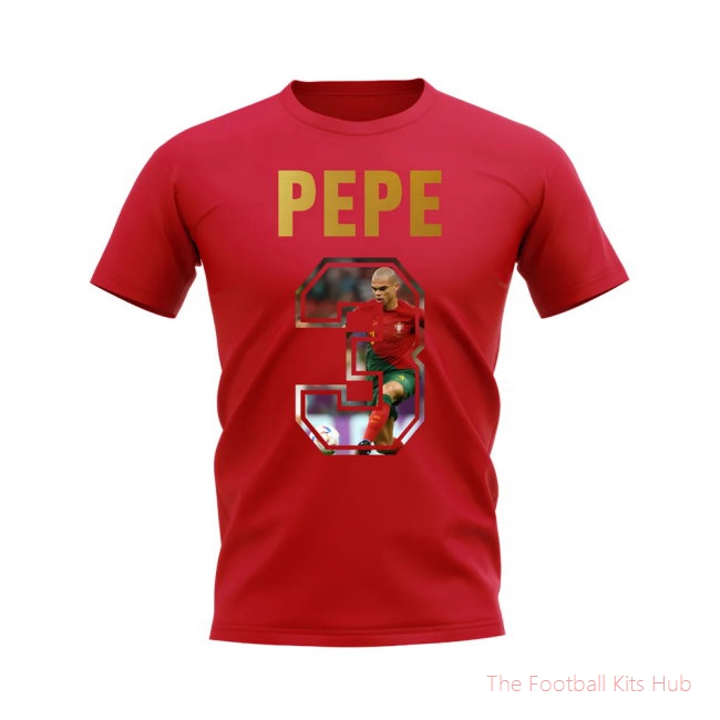 Pepe Name And Number Portugal T-Shirt (Red)