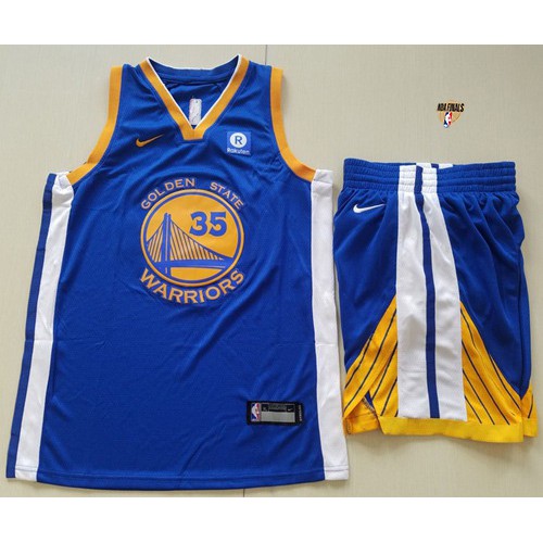Blue Nike Kevin Durant #35 Warriors Jersey - Polyester NBA Fan Apparel